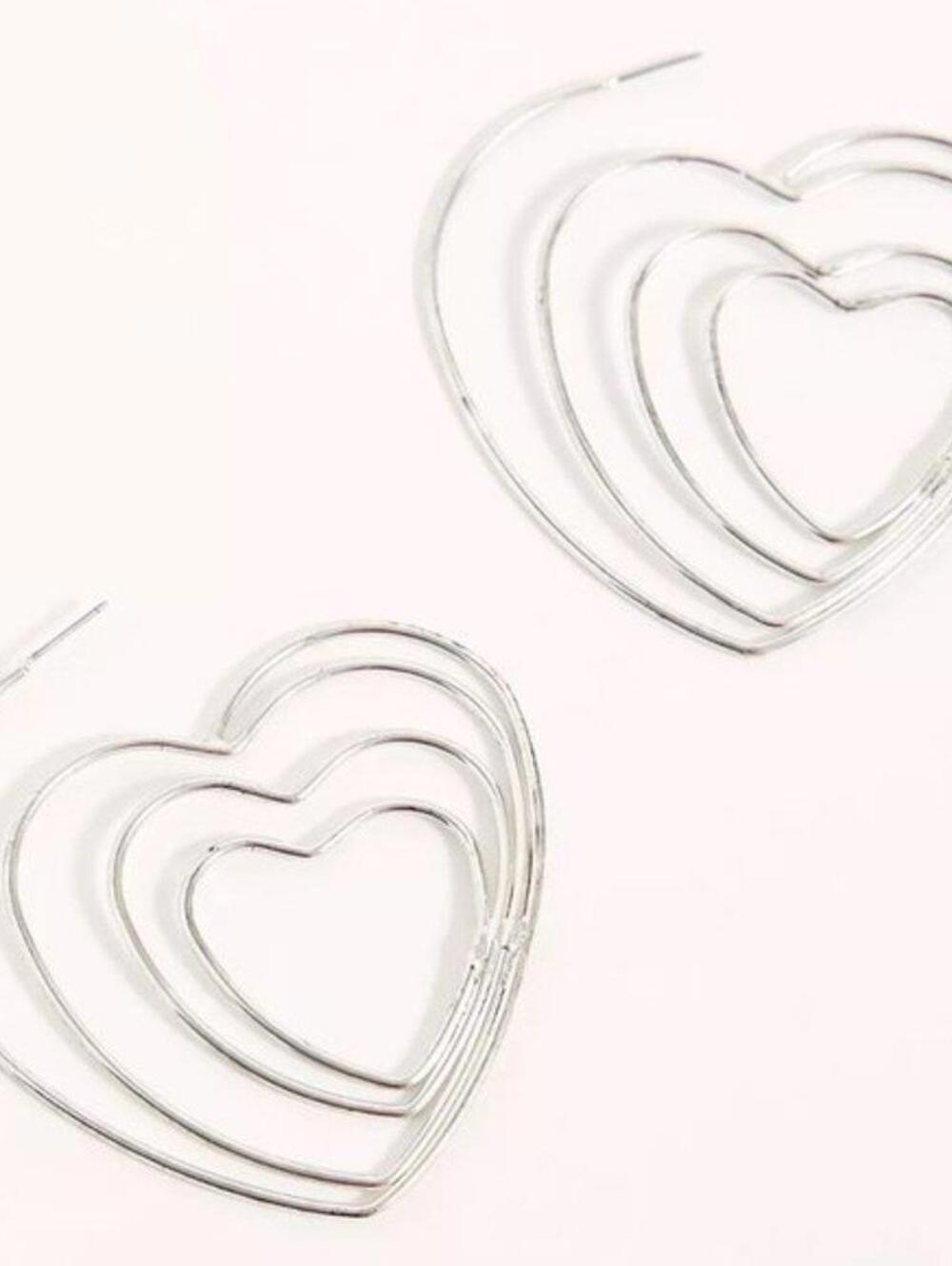 Free People Heart Hoop Earrings Silver